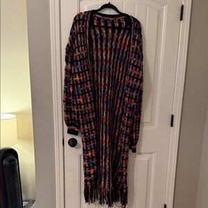 Colorful Knit Long Cardigan XL